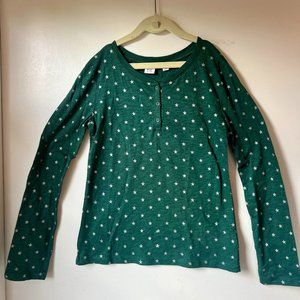 Gap Kids - Forest Green Henley Shirt w/Silver Stars - Girls Size XL